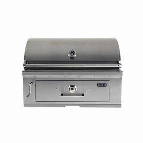 Coyote 36-inch Built-in Premium Charcoal Grill C1CH36 stainless steel BBQ grill with side table