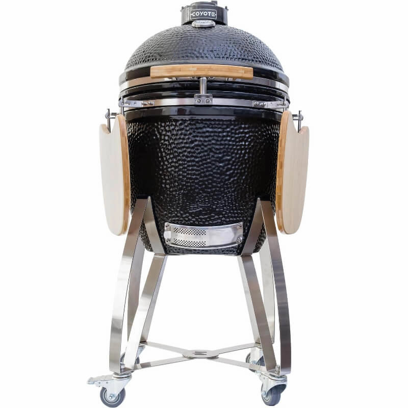 Coyote Asado Ceramic Freestanding Smoker Grill C1CHCS-FS stainless steel BBQ grill with side table