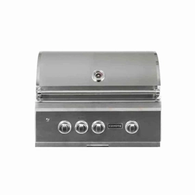 Coyote S-Series 30-inch Built-In Rapid Sear LP Gas Grill C2SL30LP stainless steel BBQ grill with side table