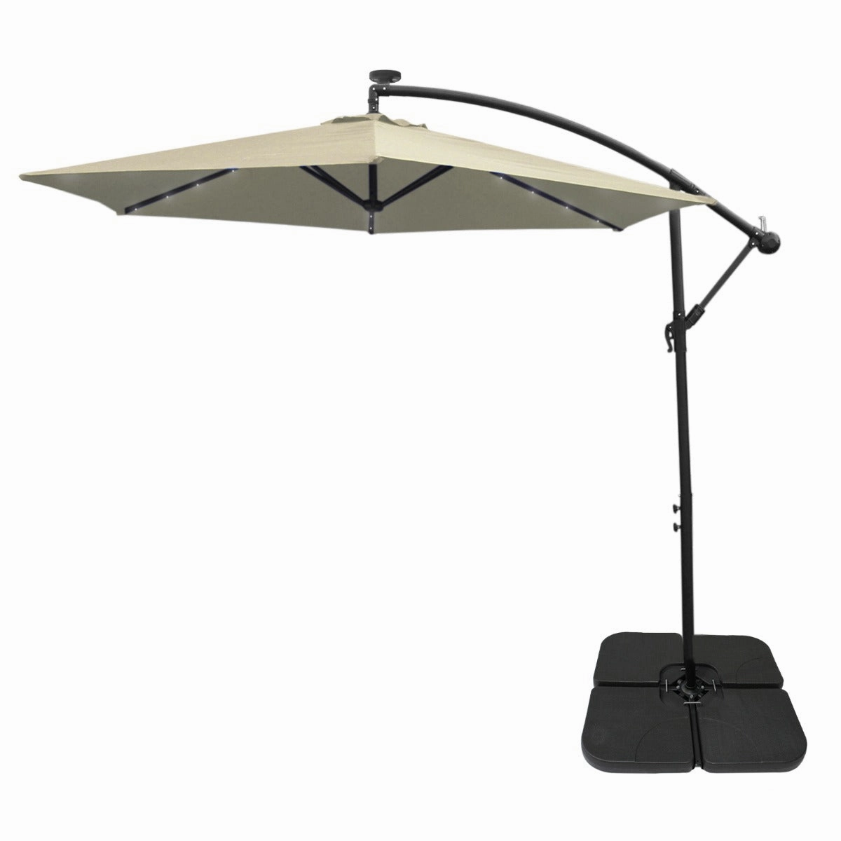 Cream 3m LED Cantilever Parasol With Plain Base extra large ceramic garden planters