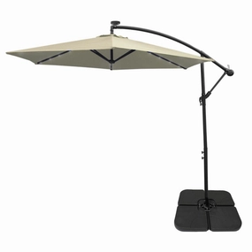 Cream 3m LED Cantilever Parasol With Plain Base extra large ceramic garden planters
