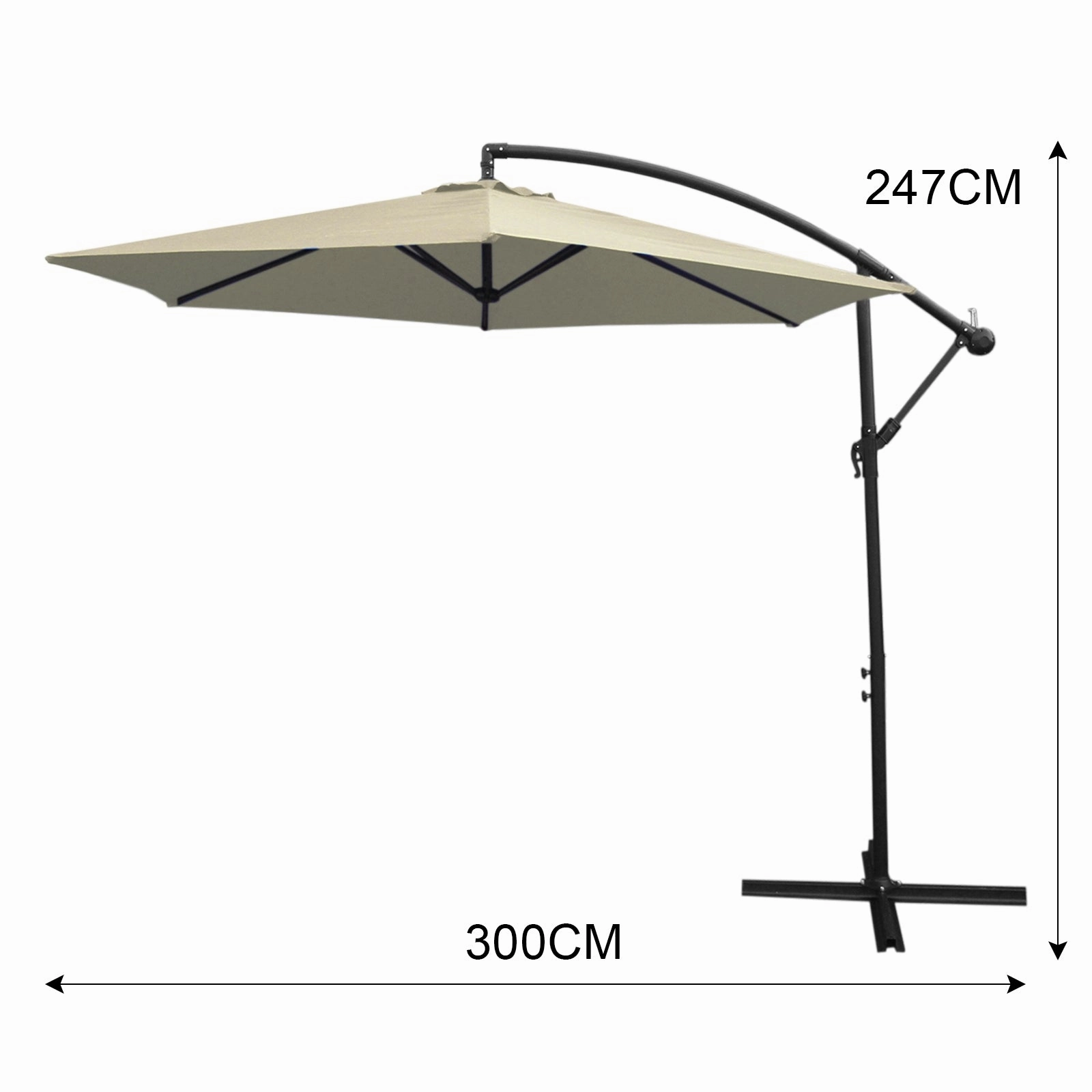 Cream Cantilever Parasol & Square Base