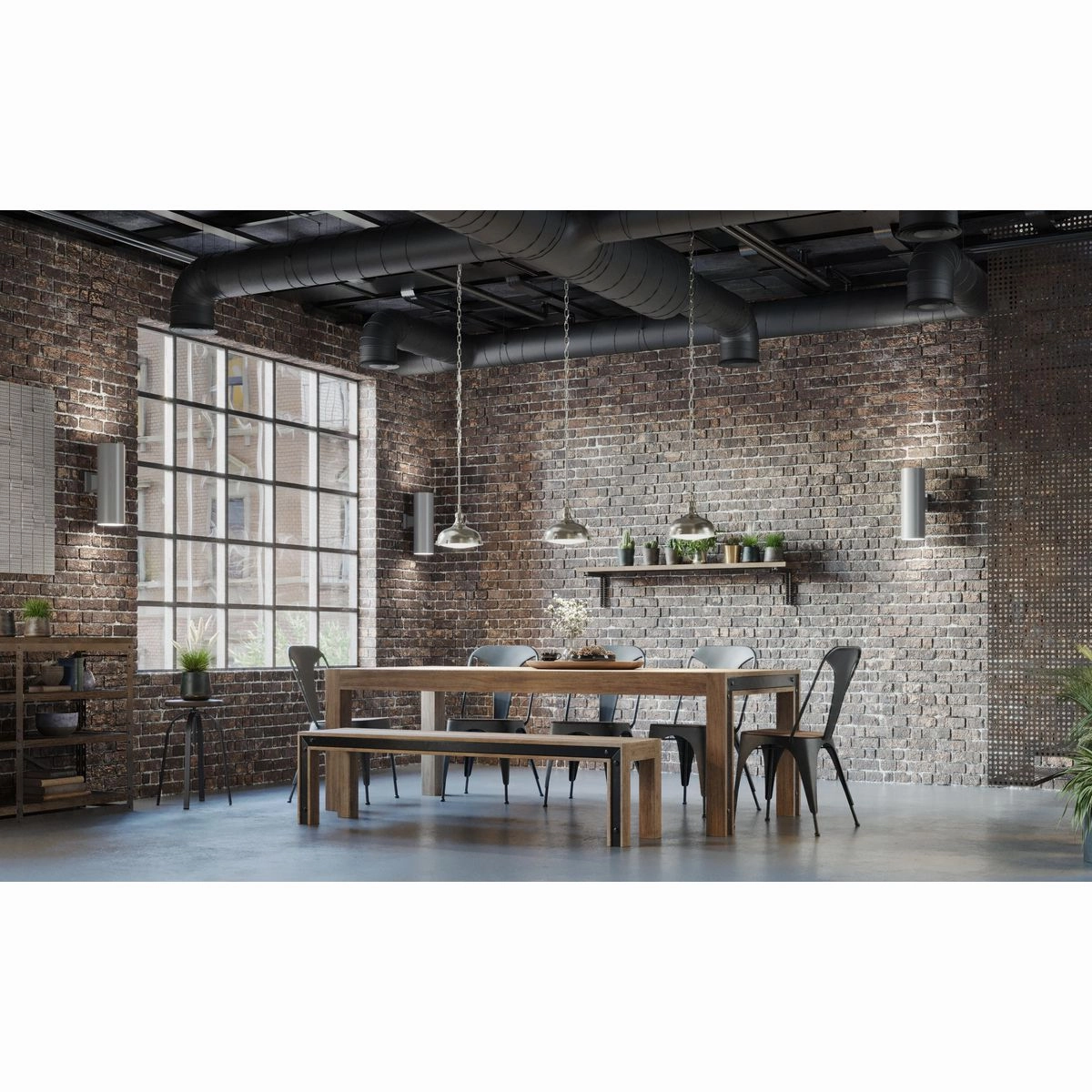 Cylinder Two Light Wall Lantern Metallic Gray
