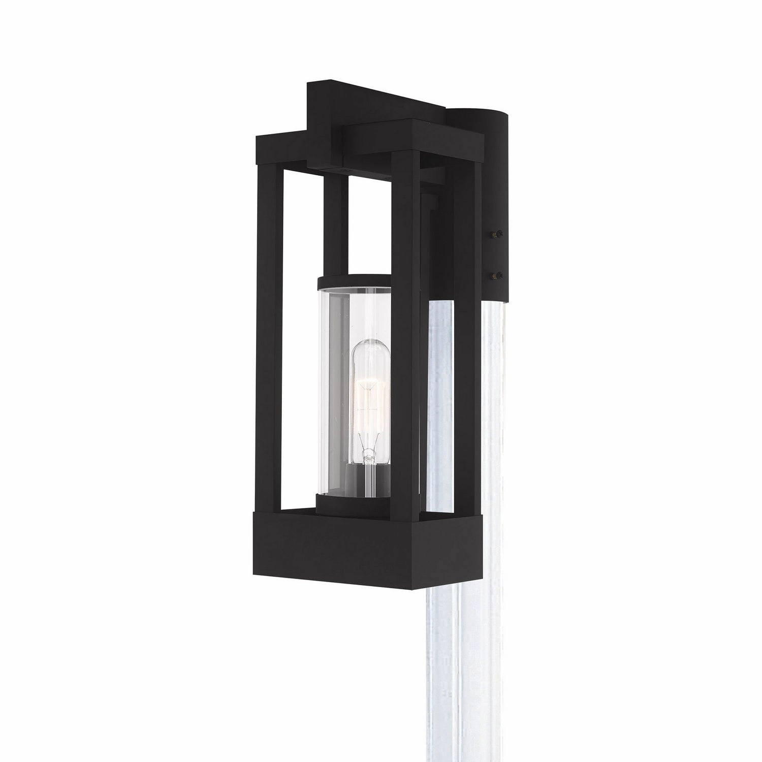 Delancey One Light Outdoor Post-Top Lanterm BlackOutdoor wall sconces with motion sensor