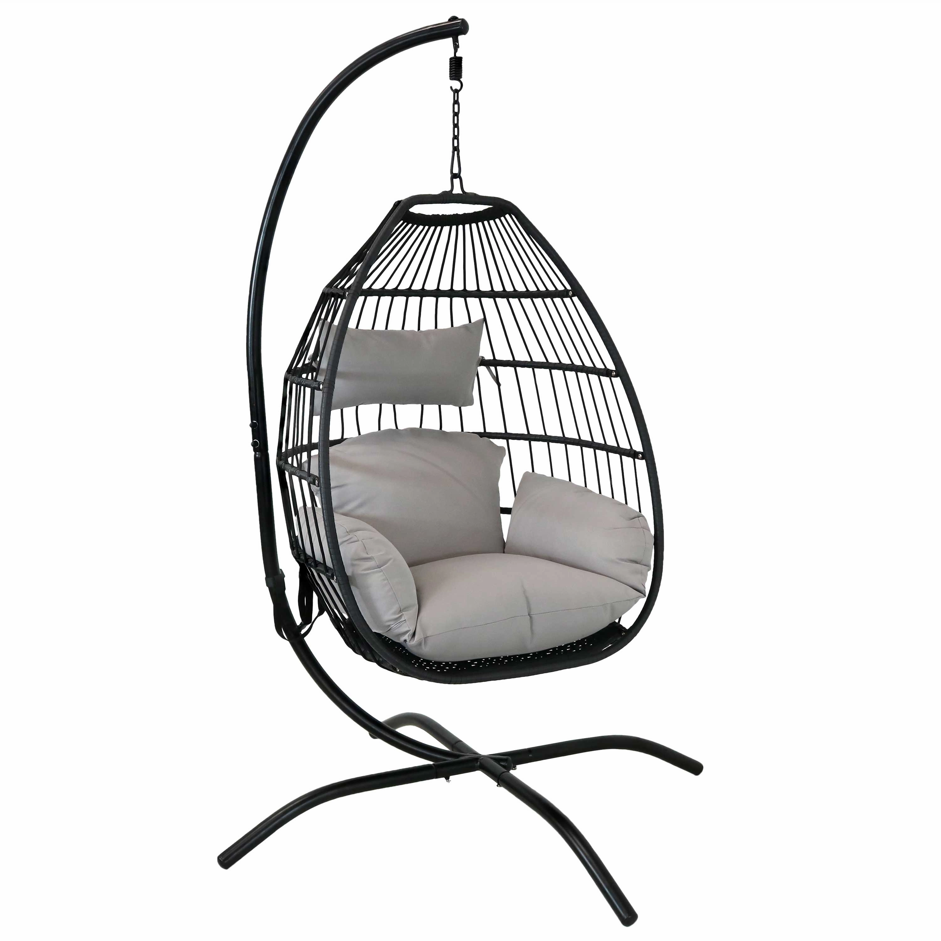 Delaney Outdoor Hanging Egg Chair with Stand and Seat Cushionsoutdoor patio furniture set