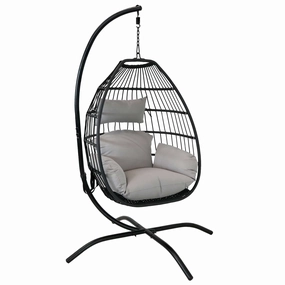 Delaney Outdoor Hanging Egg Chair with Stand and Seat Cushionsegg swing chair for outdoor use