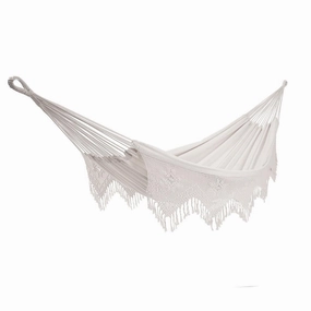 Deluxe Brazilian Style Cotton Hammock (Double) - Natural outdoor hammock with stand and canopy