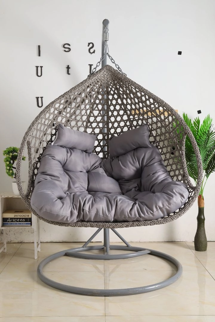 Double Seat Hanging Egg Chair Luxury - Grey Basket & Grey Cushionegg swing chair for outdoor use
