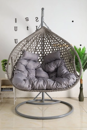 Double Seat Hanging Egg Chair Luxury - Grey Basket & Grey Cushionegg swing chair for outdoor use