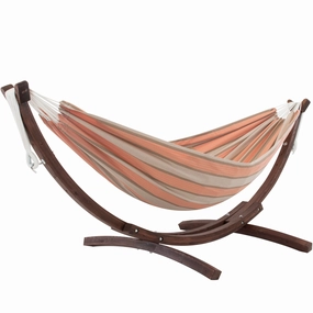Double Sunbrella Hammock with Solid Pine Stand (8ft/260cm) - Cameo lightweight portable hammock for camping