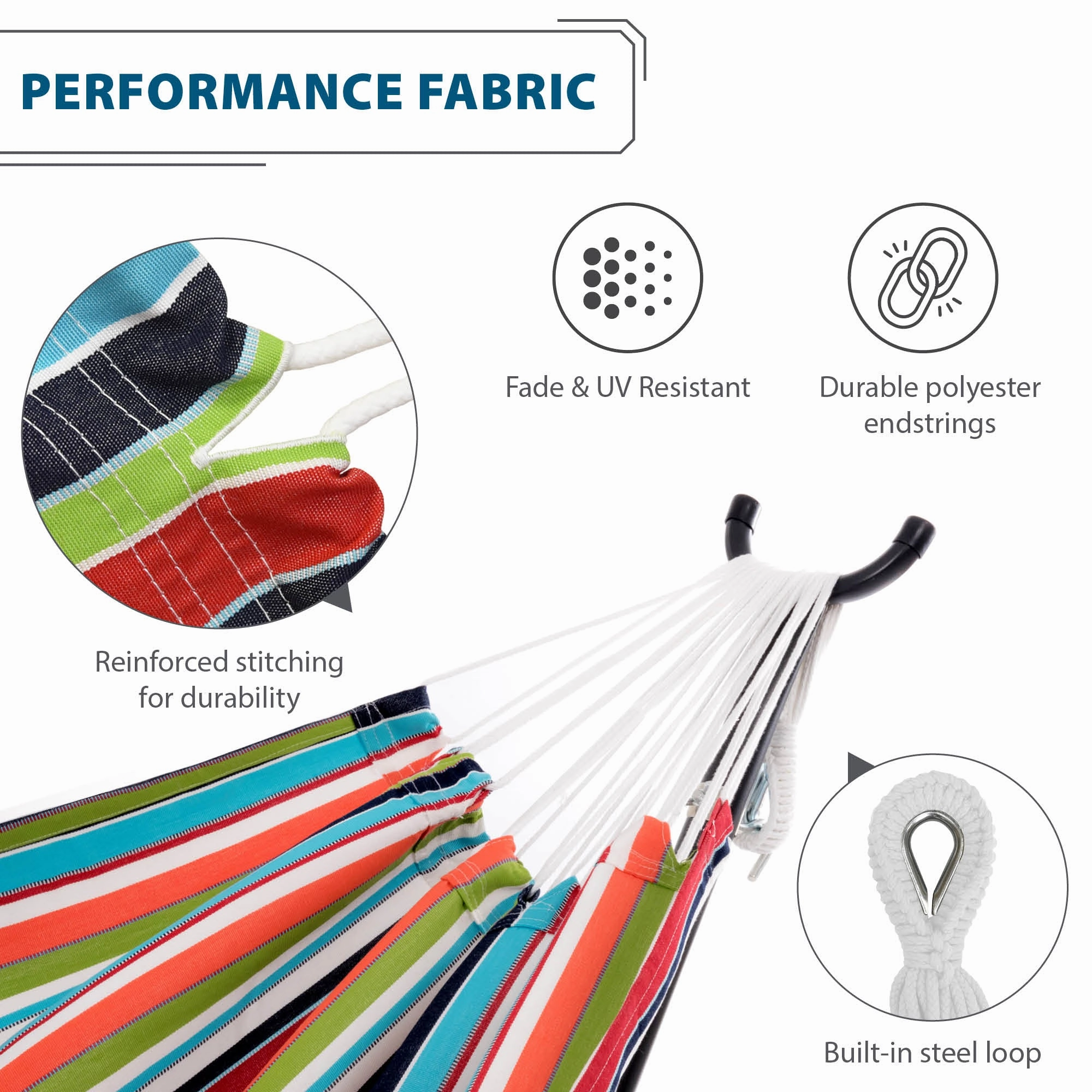 Double Sunbrella Hammock with Stand (9ft/280cm) - Carousel Confetti
