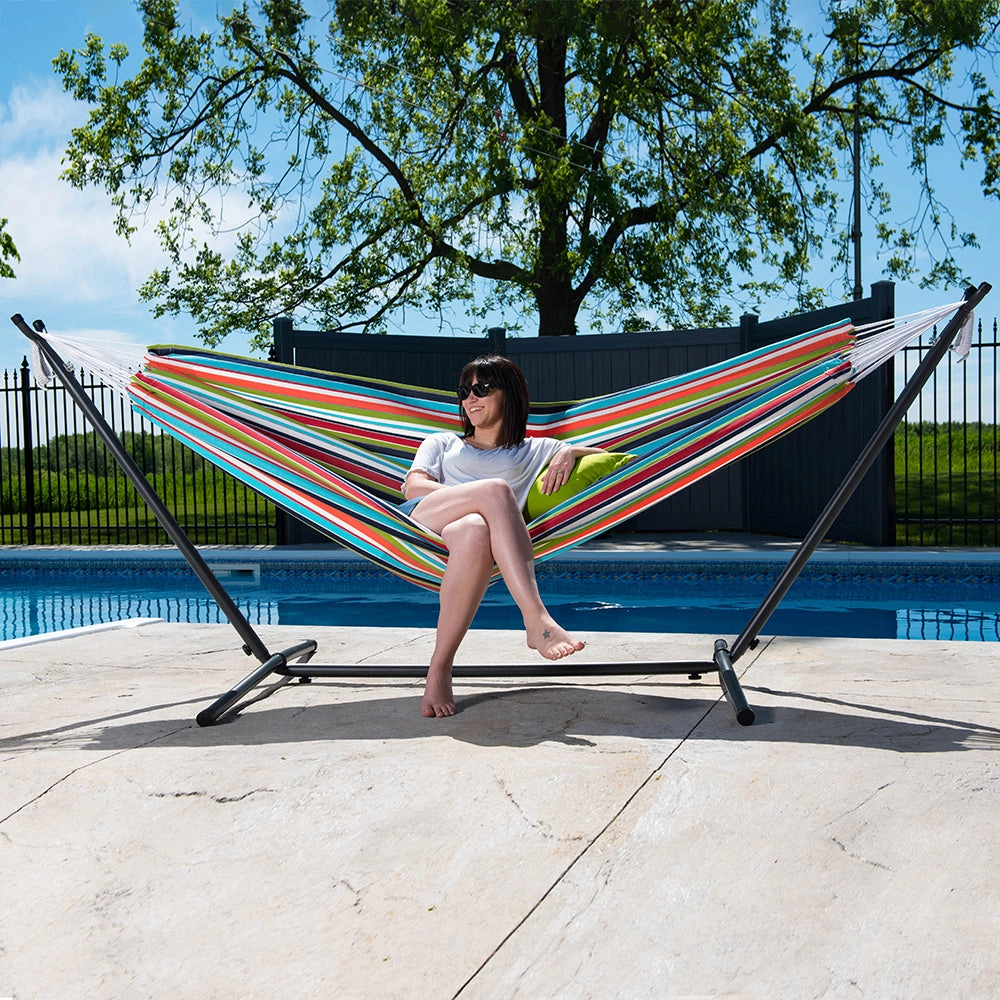 Double Sunbrella Hammock with Stand (9ft/280cm) - Carousel Confetti