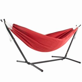 Double Sunbrella Hammock with Stand (9ft/280cm) - Crimson lightweight portable hammock for camping