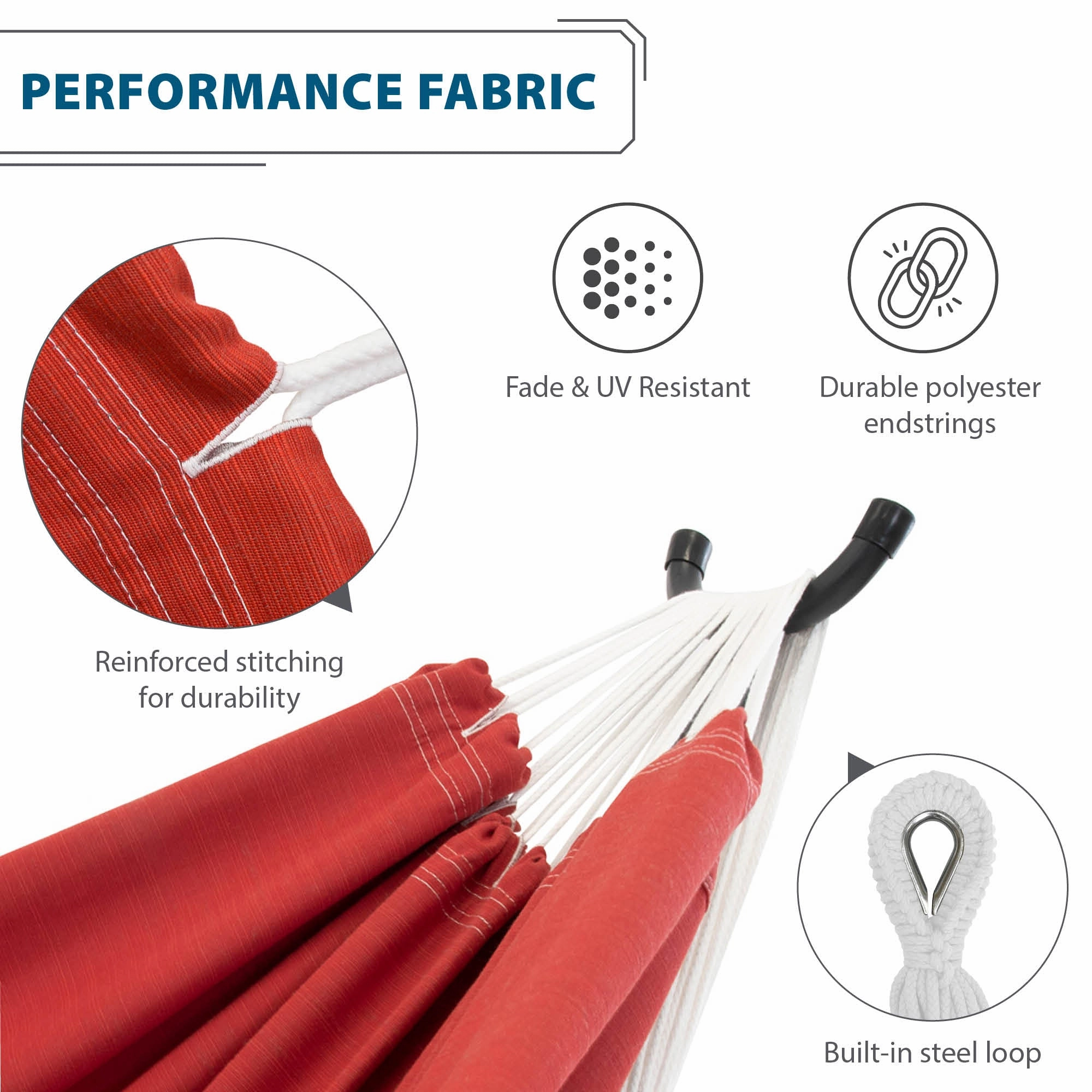 Double Sunbrella Hammock with Stand (9ft/280cm) - Crimson