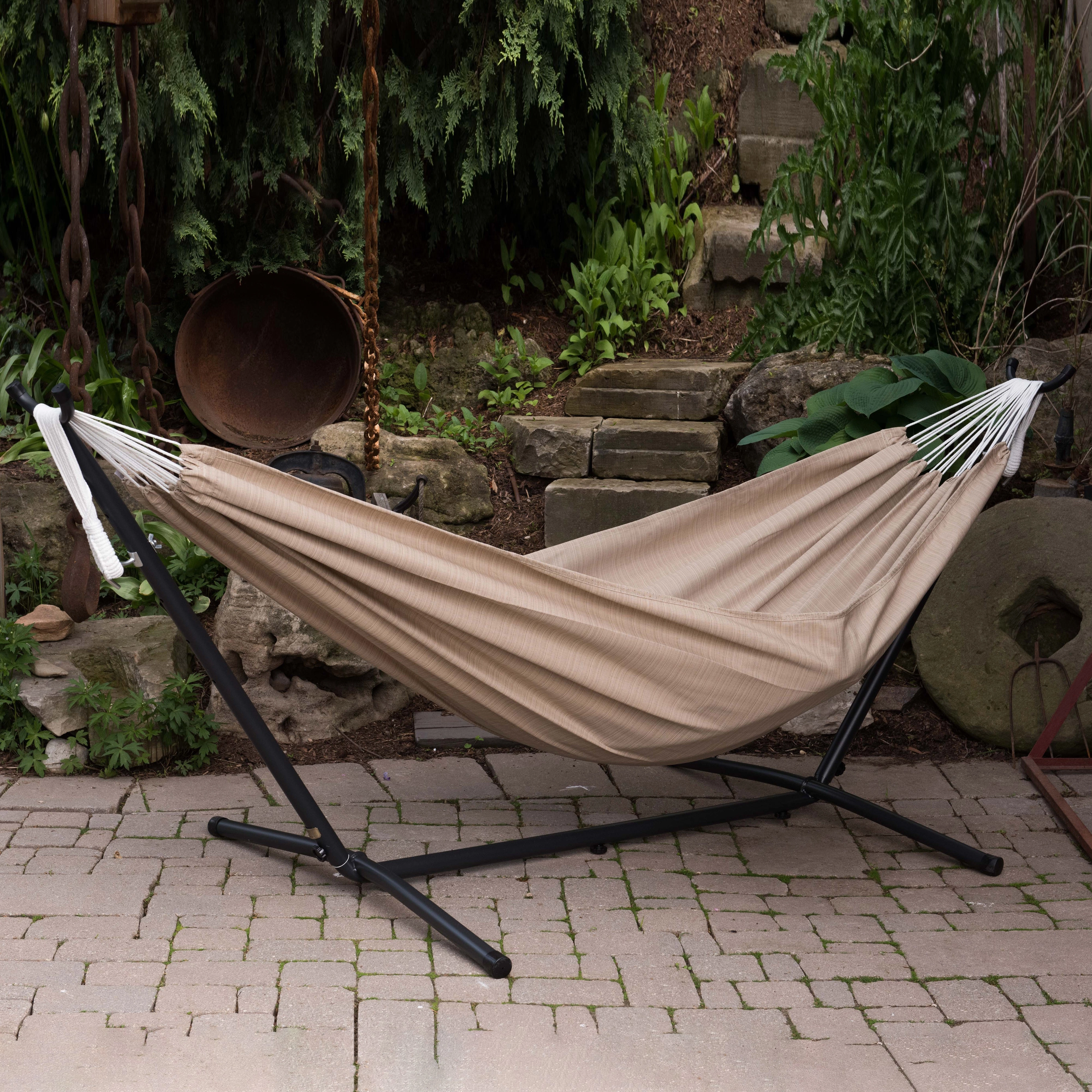 Double Sunbrella Hammock with Stand (9ft/280cm) - Sand