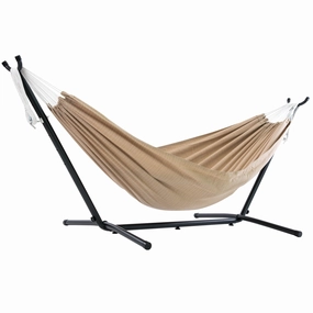 Double Sunbrella Hammock with Stand (9ft/280cm) - Sand lightweight portable hammock for camping