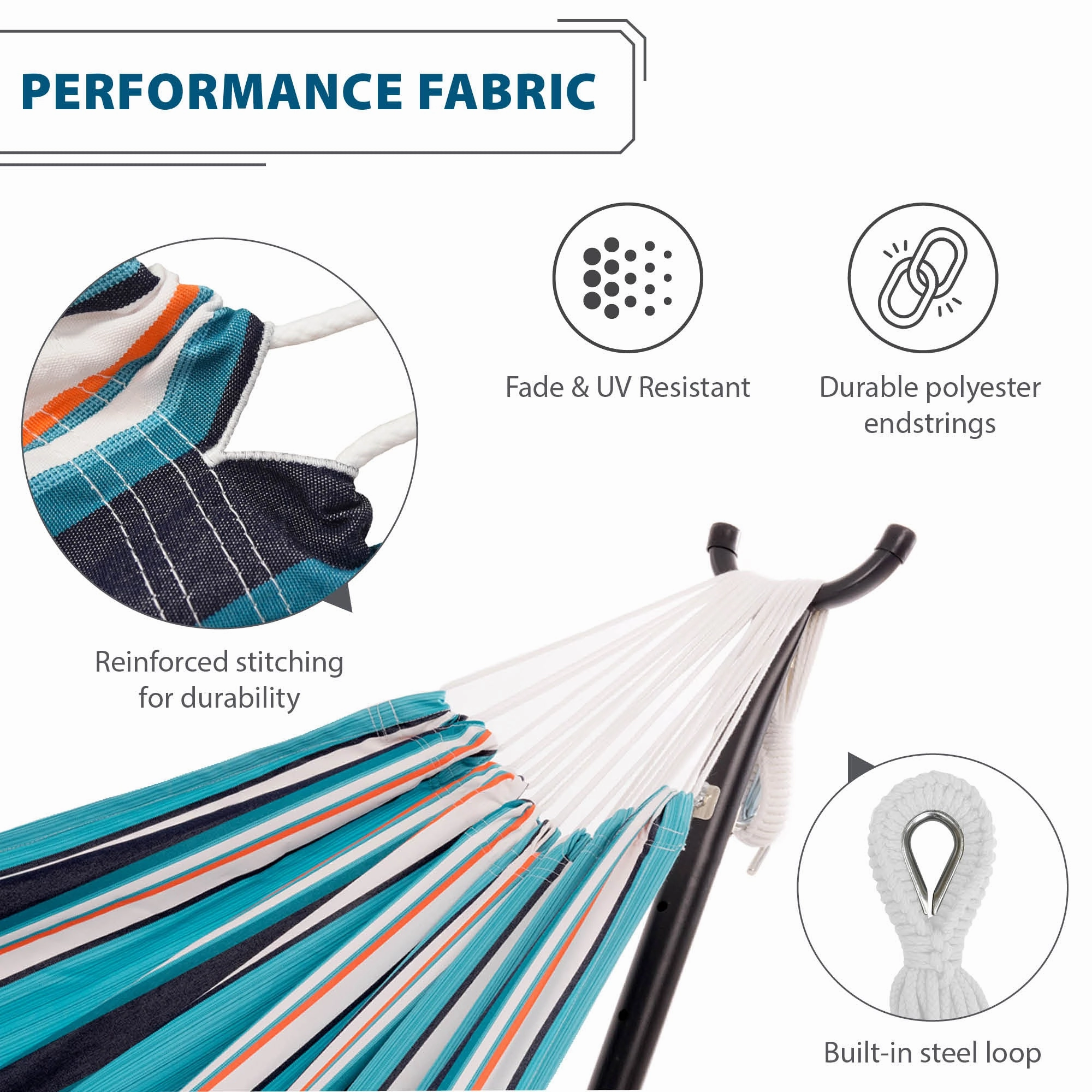 Double Sunbrella Hammock with Stand (9ft/280cm) - Token Surfside