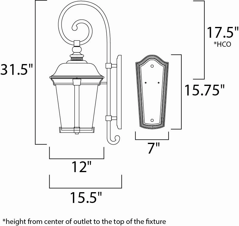 Dover VX Three Light Outdoor Wall Lantern Bronze