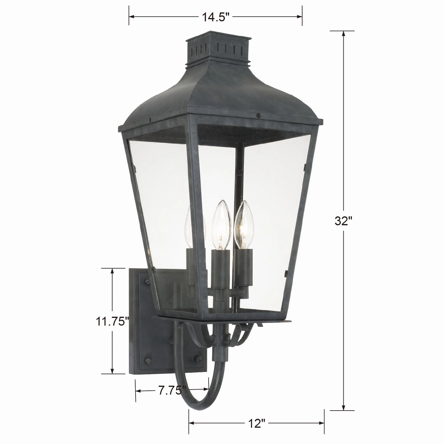 Dumont Three Light Outdoor Wall Sconce Graphite