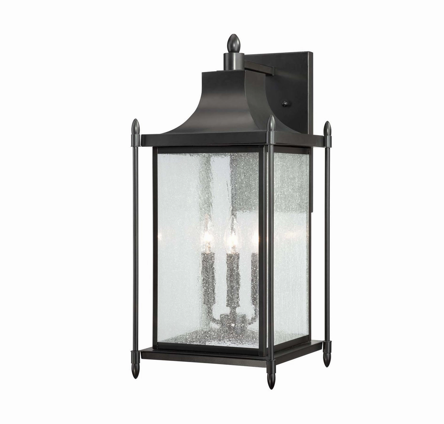 Dunnmore Three Light Wall Lantern BlackOutdoor wall sconces with motion sensor