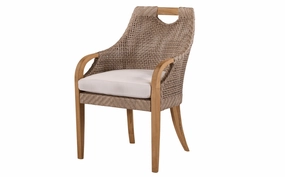 Eastern Shores Woven & Teak Outdoor Dining Arm Chairweatherproof teak dining table and chairs