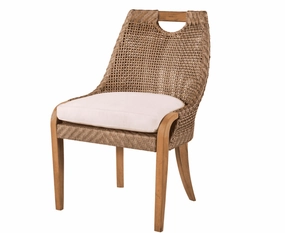 Eastern Shores Woven & Teak Outdoor Dining Side Chairweatherproof teak dining table and chairs