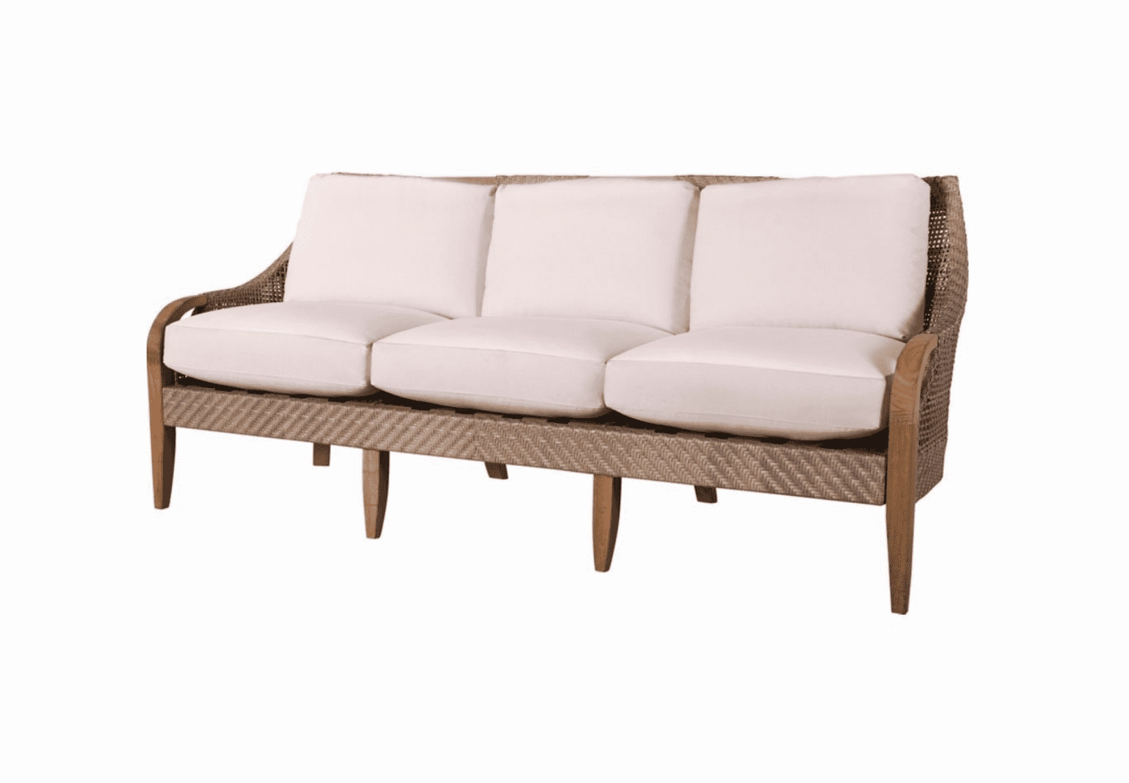 Eastern Shores Woven & Teak Outdoor Sofaweatherproof teak dining table and chairs