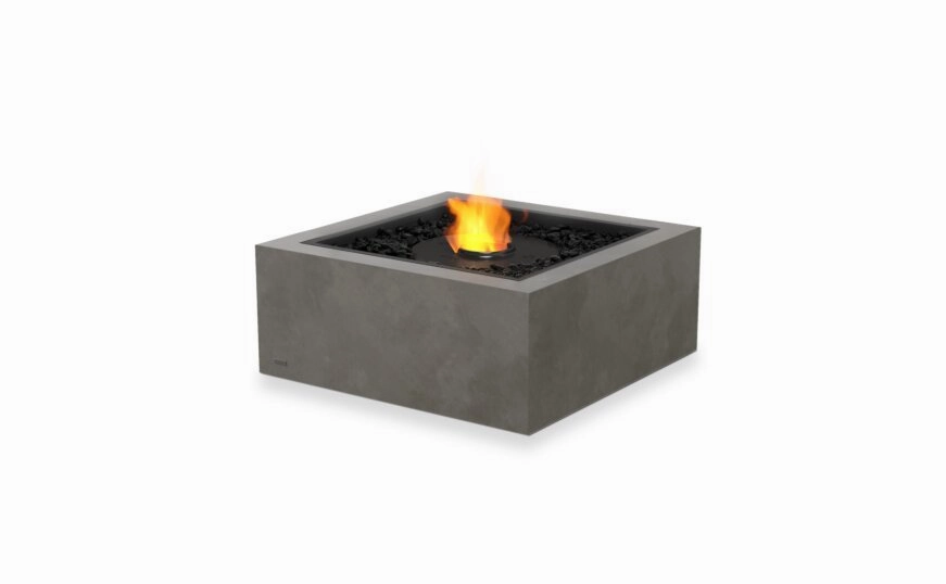 Ecosmart Fire Base 30 Fire Pit Table - Natural Finish / Black Burner - ESF.O.BAS.30.NA.Boutdoor fire table set with chairs
