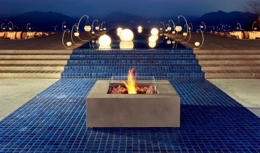 Ecosmart Fire Base 40 Fire Pit Table - Bone Finish / Black Burner - ESF.O.BAS.40.BO.B