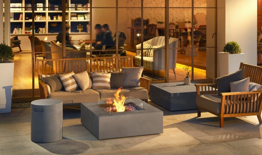 Ecosmart Fire Base 40 Fire Pit Table - Graphite Finish / Black Burner - ESF.O.BAS.40.GH.B