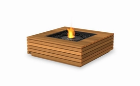 Ecosmart Fire Base 40 Fire Pit Table - Teak Finish / Black Burner - ESF.O.BAS.40.TN.Boutdoor fire table set with chairs