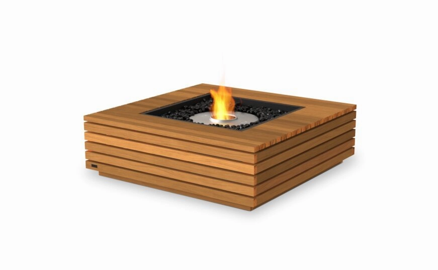 Ecosmart Fire Base 40 Fire Pit Table - Teak Finish / Stainless Steel Burner - ESF.O.BAS.40.TNoutdoor fire table set with chairs