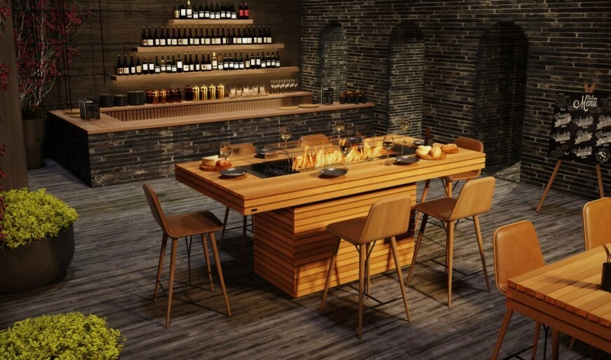 Ecosmart Fire Gin 90 (Bar) Fire Pit Table - Bone Finish / Black Burner - ESF.O.GIN.90.B.BO.B