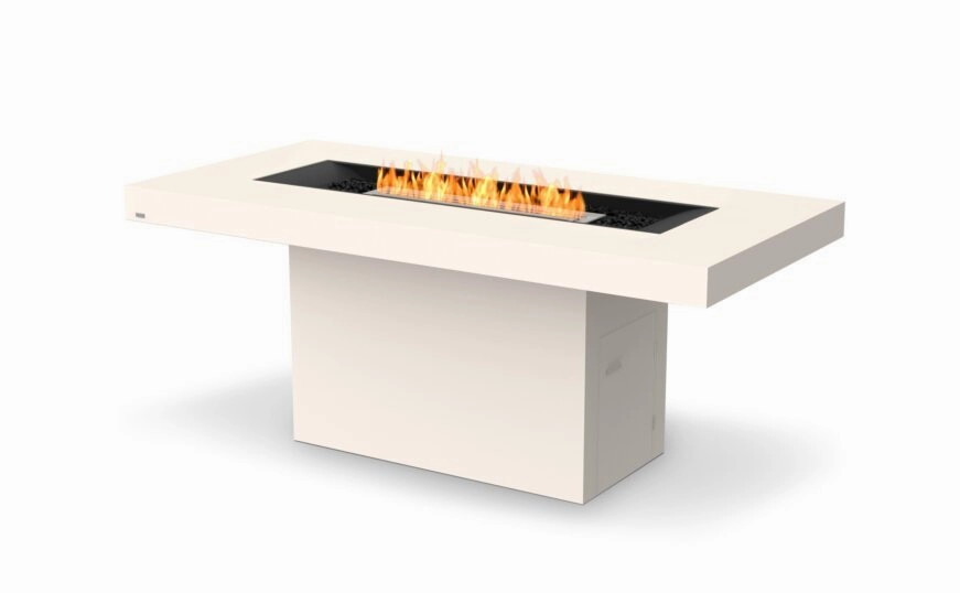 Ecosmart Fire Gin 90 (Bar) Fire Pit Table - Bone Finish / Stainless Steel Burner - ESF.O.GIN.90.B.BOoutdoor fire table set with chairs