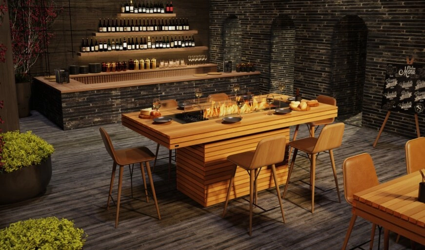 Ecosmart Fire Gin 90 (Bar) Fire Pit Table - Graphite Finish / Black Burner - ESF.O.GIN.90.B.GH.B