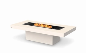 Ecosmart Fire Gin 90 (Chat)Fire Pit Table - Bone Finish / Black Burner - ESF.O.GIN.90.C.BO.Boutdoor fire table set with chairs