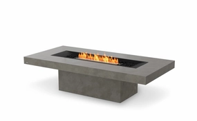 Ecosmart Fire Gin 90 (Chat)Fire Pit Table - Natural Finish / Black Burner - ESF.O.GIN.90.C.NA.Boutdoor fire table set with chairs
