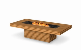 Ecosmart Fire Gin 90 (Chat)Fire Pit Table - Teak Finish / Stainless Steel Burner - ESF.O.GIN.90.C.TNoutdoor fire table set with chairs
