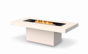 Ecosmart Fire Gin 90 (Dining) Fire Pit Table - Bone Finish / Stainless Steel Burner - ESF.O.GIN.90.D.BOoutdoor fire table set with chairs