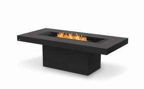 Ecosmart Fire Gin 90 (Dining) Fire Pit Table - Graphite Finish / Black Burner - ESF.O.GIN.90.D.GH.Boutdoor fire table set with chairs