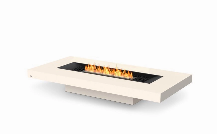 Ecosmart Fire Gin 90 (Low) Fire Pit Table - Bone Finish / Black Burner - ESF.O.GIN.90.L.BO.Boutdoor fire table set with chairs