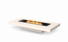 Ecosmart Fire Gin 90 (Low) Fire Pit Table - Bone Finish / Stainless Steel Burner - ESF.O.GIN.90.L.BOoutdoor fire table set with chairs