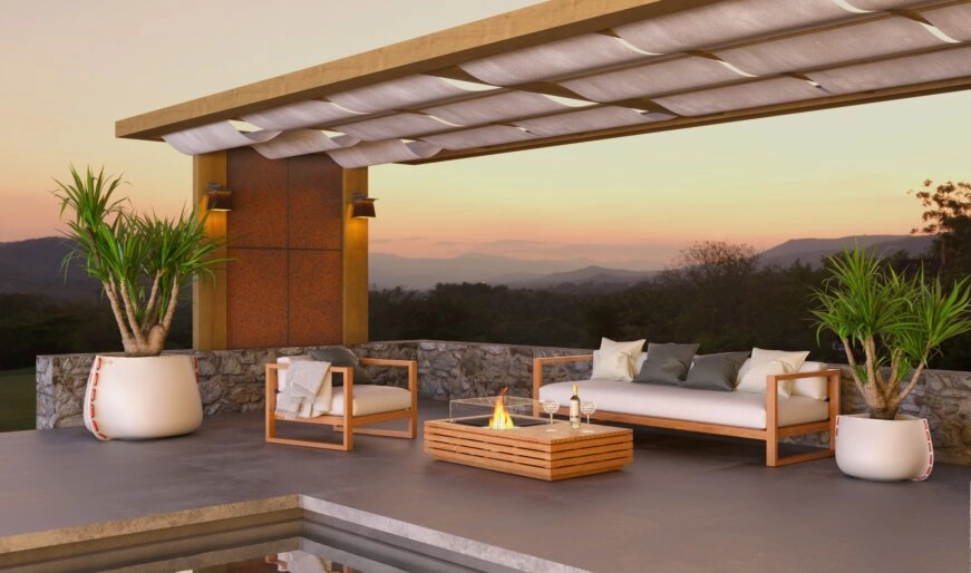 Ecosmart Fire Manhattan 50 Fire Pit Table - Natural Finish / Stainless Steel Burner - ESF.O.MHA.50.NA