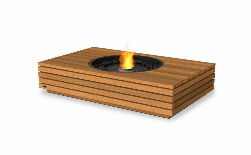 Ecosmart Fire Martini 50 Fire Pit Table - Teak Finish / Black Burner - ESF.O.MTI.50.TN.Boutdoor fire table set with chairs
