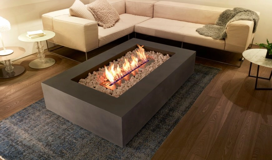 Ecosmart Fire Wharf 65 Fire Pit Table - Graphite Finish / Black Burner - ESF.O.WHF.65.GH.B