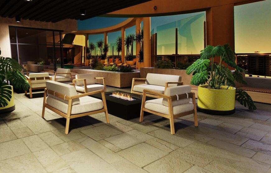 Ecosmart Fire Wharf 65 Fire Pit Table - Graphite Finish / Black Burner - ESF.O.WHF.65.GH.B