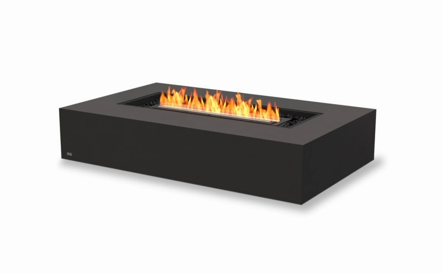 Ecosmart Fire Wharf 65 Fire Pit Table - Graphite Finish / Black Burner - ESF.O.WHF.65.GH.Boutdoor fire table set with chairs