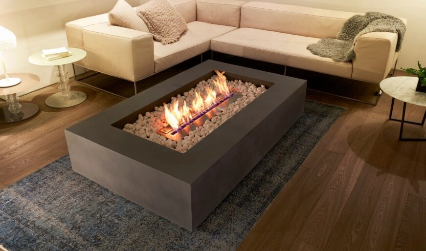 Ecosmart Fire Wharf 65 Fire Pit Table - Graphite Finish / Stainless Steel Burner - ESF.O.WHF.65.GH