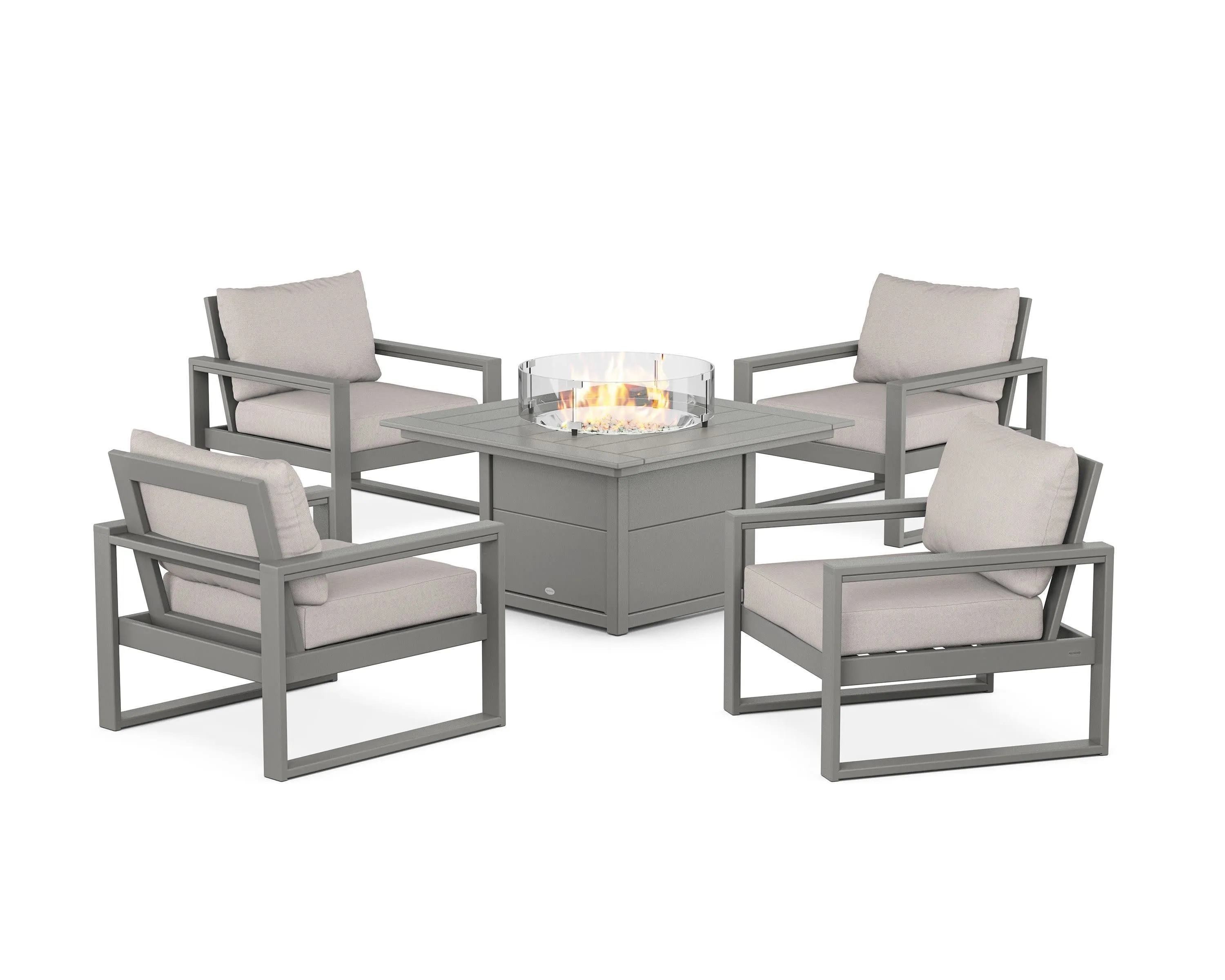 EDGE Sectional 5-Piece Deep Seating Set with Fire Pit Tableoutdoor patio dining furniture set