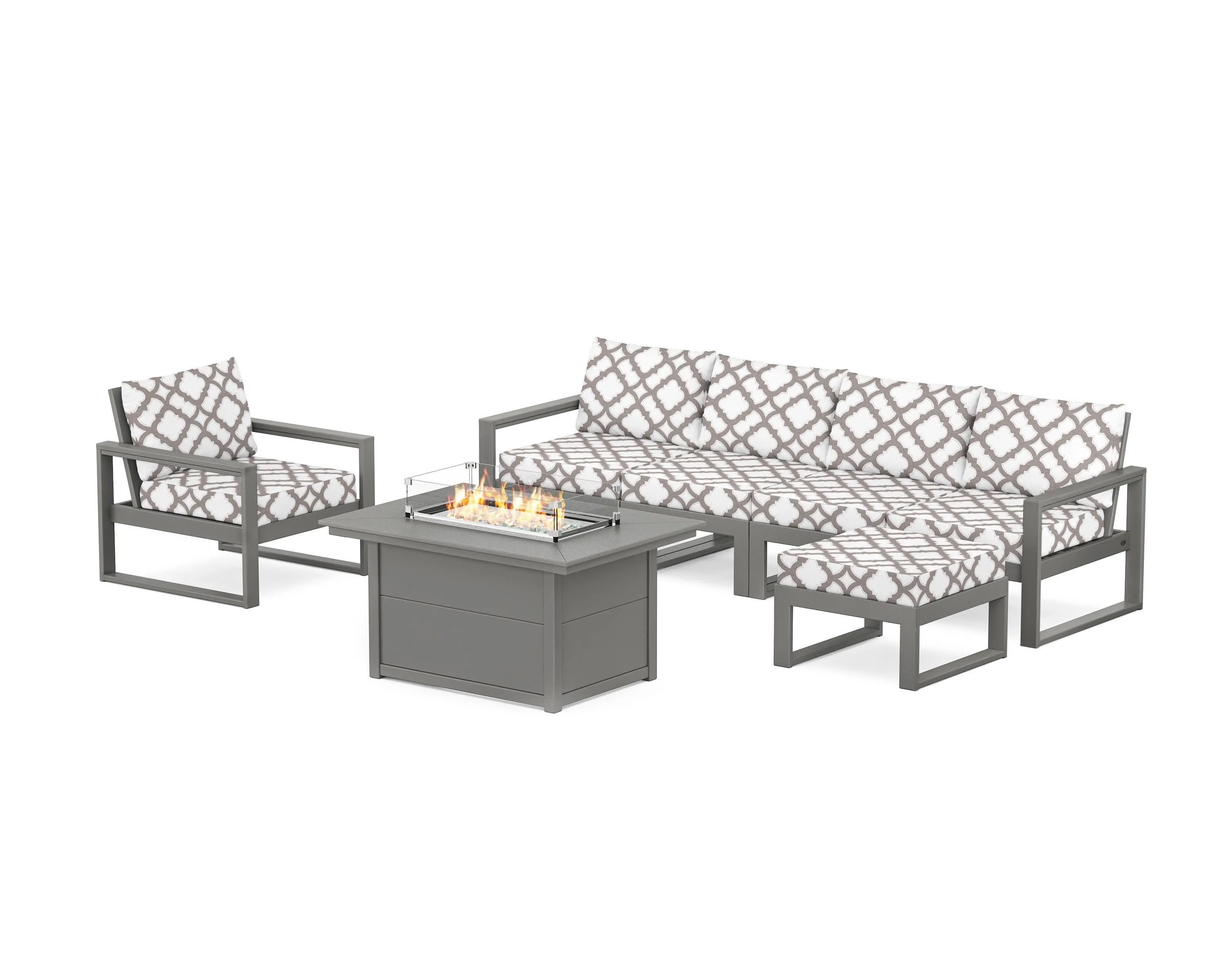 EDGE Sectional Lounge and Fire Pit Setoutdoor patio dining furniture set